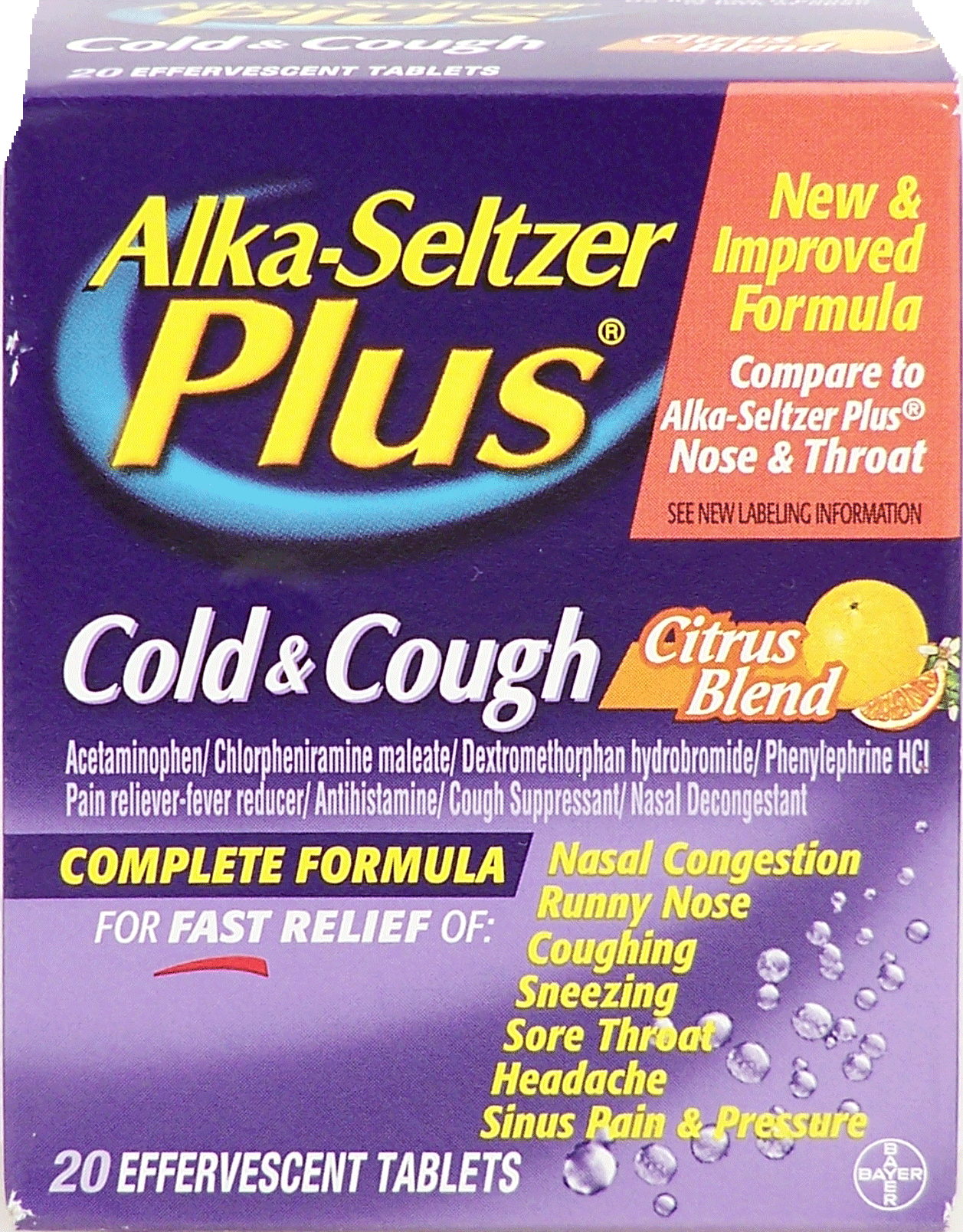 Alka Seltzer&nbsp;Plus&nbsp;cold & cough medicine effervescent tablets, citrus blend flavor Full-Size Picture